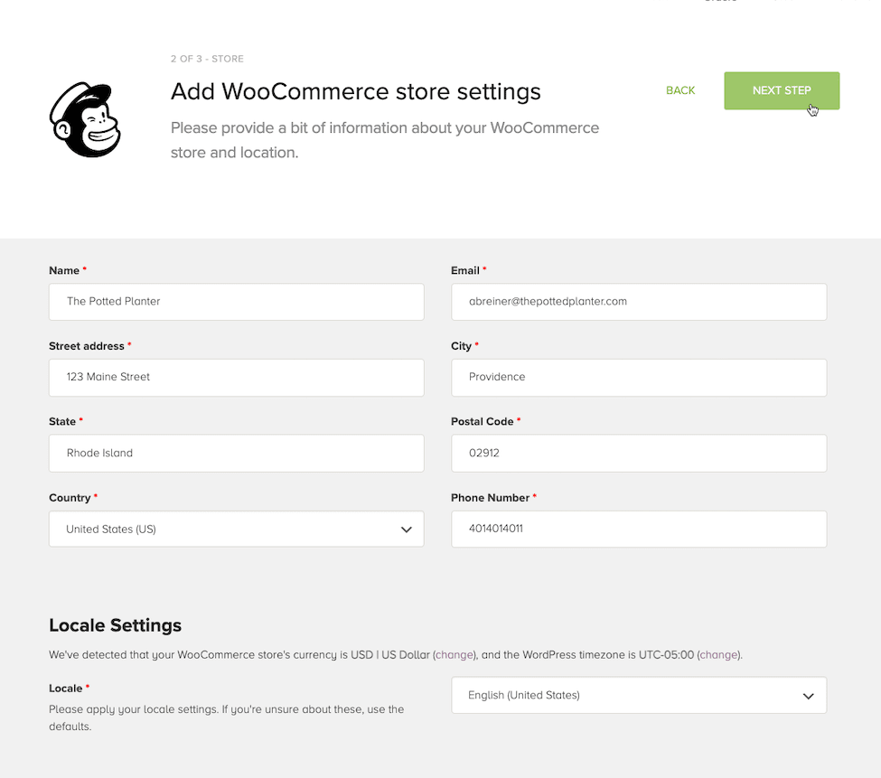 WooCommerce Store Settings - Mailchimp for WooCommerce
